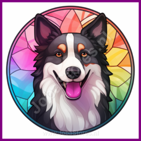 Diamond Painting Stained Glass Dog - Border Collie 01