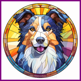 Diamond Painting Stained Glass Dog - Border Collie 02
