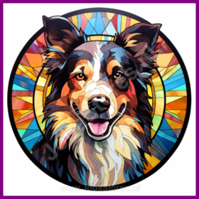 Diamond Painting Stained Glass Dog - Border Collie 03