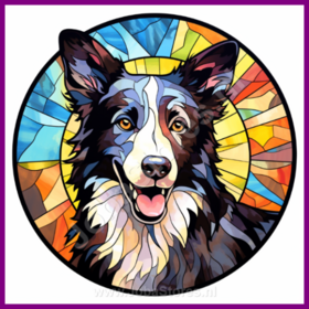 Diamond Painting Stained Glass Dog - Border Collie 04