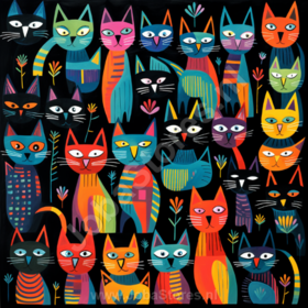 Diamond Painting Cats chaos 02