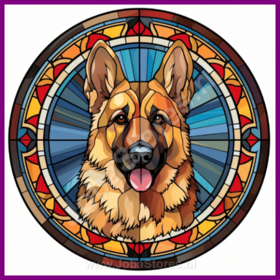 Diamond Painting Stained Glass Dog - German Shepherd 01