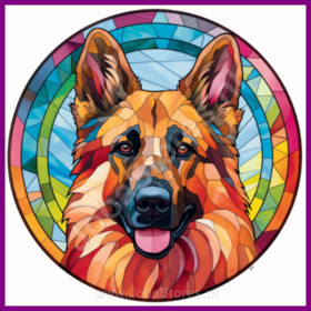 Diamond Painting Stained Glass Dog - German Shepherd 06