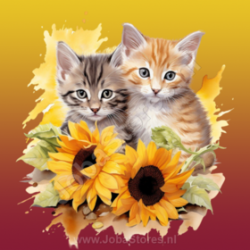 Diamond Painting Kittens with Sunflowers 01