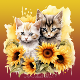 Diamond Painting Kittens with Sunflowers 04