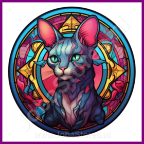 Diamond Painting Stained Glass Cat - Sphynx 01
