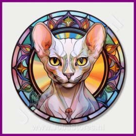 Diamond Painting Stained Glass Cat - Sphynx 02