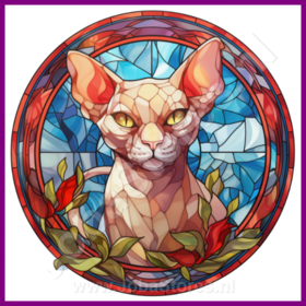 Diamond Painting Stained Glass Cat - Sphynx 03