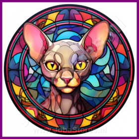 Diamond Painting Stained Glass Cat - Sphynx 04