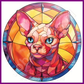 Diamond Painting Stained Glass Cat - Sphynx 07