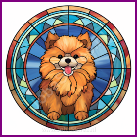 Diamond Painting Stained Glass Dog - Dwarf Spitz - Pomeranian 02