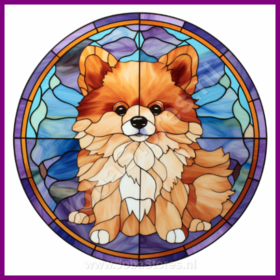 Diamond Painting Stained Glass Dog - Dwarf Spitz - Pomeranian 04