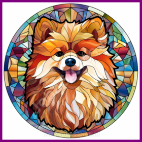 Diamond Painting Stained Glass Dog - Dwarf Spitz - Pomeranian 05