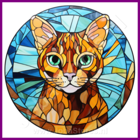 Diamond Painting Stained Glass Cat - Bengal 01