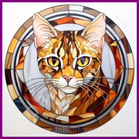 Diamond Painting Stained Glass Cat - Bengal 02