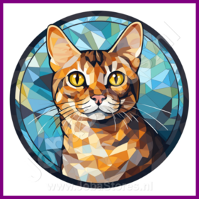 Diamond Painting Stained Glass Cat - Bengal 03