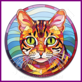Diamond Painting Stained Glass Cat - Bengal 04