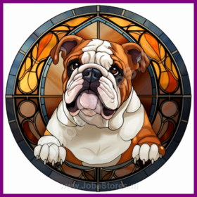 Diamond Painting Stained Glass Dog - English Bulldog 01