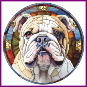 Diamond Painting Stained Glass Dog - English Bulldog 02