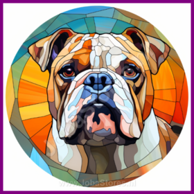 Diamond Painting Stained Glass Dog - English Bulldog 03
