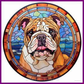 Diamond Painting Stained Glass Dog - English Bulldog 04