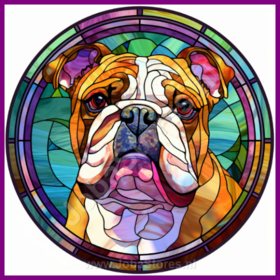 Diamond Painting Stained Glass Dog - English Bulldog 05