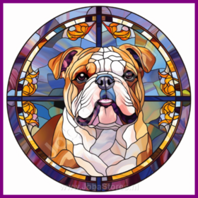 Diamond Painting Stained Glass Dog - English Bulldog 06