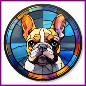 Diamond Painting Stained Glass Dog - French Bulldog 01