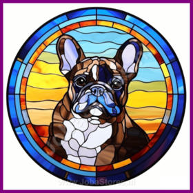 Diamond Painting Stained Glass Dog - French Bulldog 02