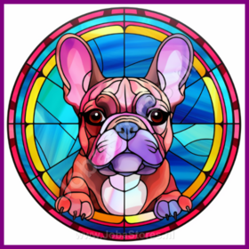 Diamond Painting Stained Glass Dog - French Bulldog 03