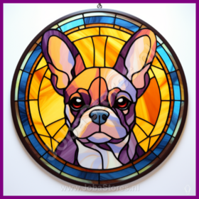 Diamond Painting Stained Glass Dog - French Bulldog 07