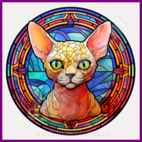 Diamond Painting Stained Glass Cat - Devon Rex 02
