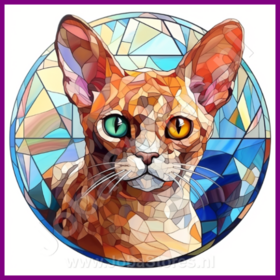 Diamond Painting Stained Glass Cat - Devon Rex 03
