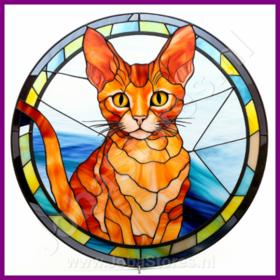 Diamond Painting Stained Glass Cat - Devon Rex 05