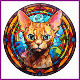 Diamond Painting Stained Glass Cat - Devon Rex 06