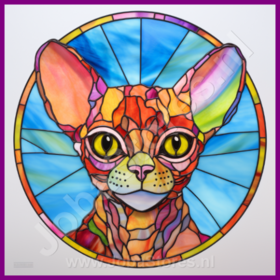 Diamond Painting Stained Glass Cat - Devon Rex 07