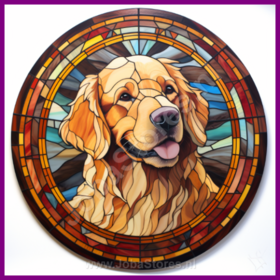 Diamond Painting Stained Glass Dog - Golden Retriever 01