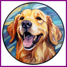 Diamond Painting Stained Glass Dog - Golden Retriever 02