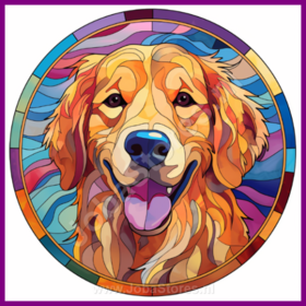 Diamond Painting Stained Glass Dog - Golden Retriever 03