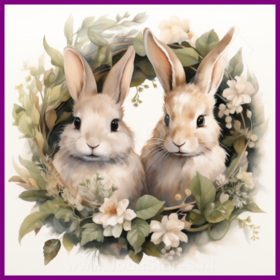 Diamond Painting Easter Bunny in wreath white 01