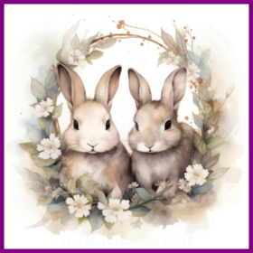 Diamond Painting Easter Bunny in wreath white 02
