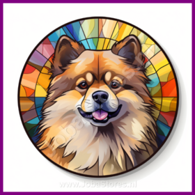 Diamond Painting Stained Glass Dog - Keeshond 01