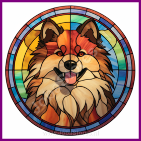 Diamond Painting Stained Glass Dog - Keeshond 02