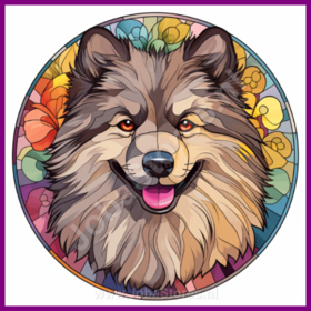 Diamond Painting Stained Glass Dog - Keeshond 04