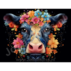 Diamond Painting Cow with Flowers 02