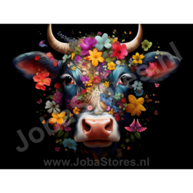 Diamond Painting Cow with Flowers 04