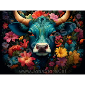 Diamond Painting Cow with Flowers 06