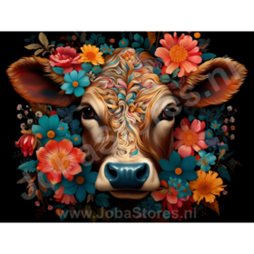 Diamond Painting Cow with Flowers 07