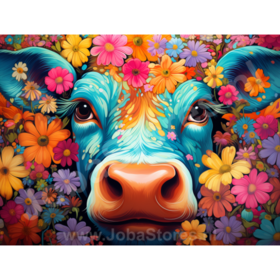 Diamond Painting Cow with Flowers 09