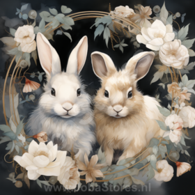 Diamond Painting Easter Bunny in wreath Black 01